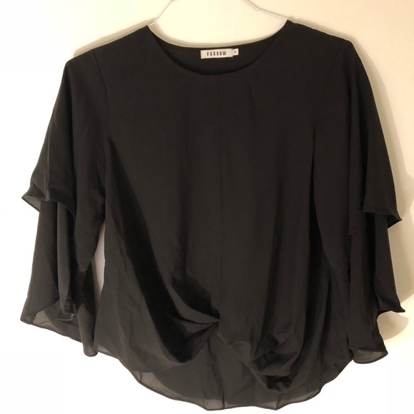 NWOT Need Supply Black Ruffle Sleeve Blouse - Picture 3 of 5